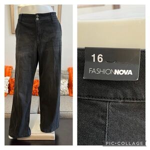 ❣️🆕Fashion Nova Black Wash Wide Leg Trouser Jeans Style#FN24579FB06❣️
